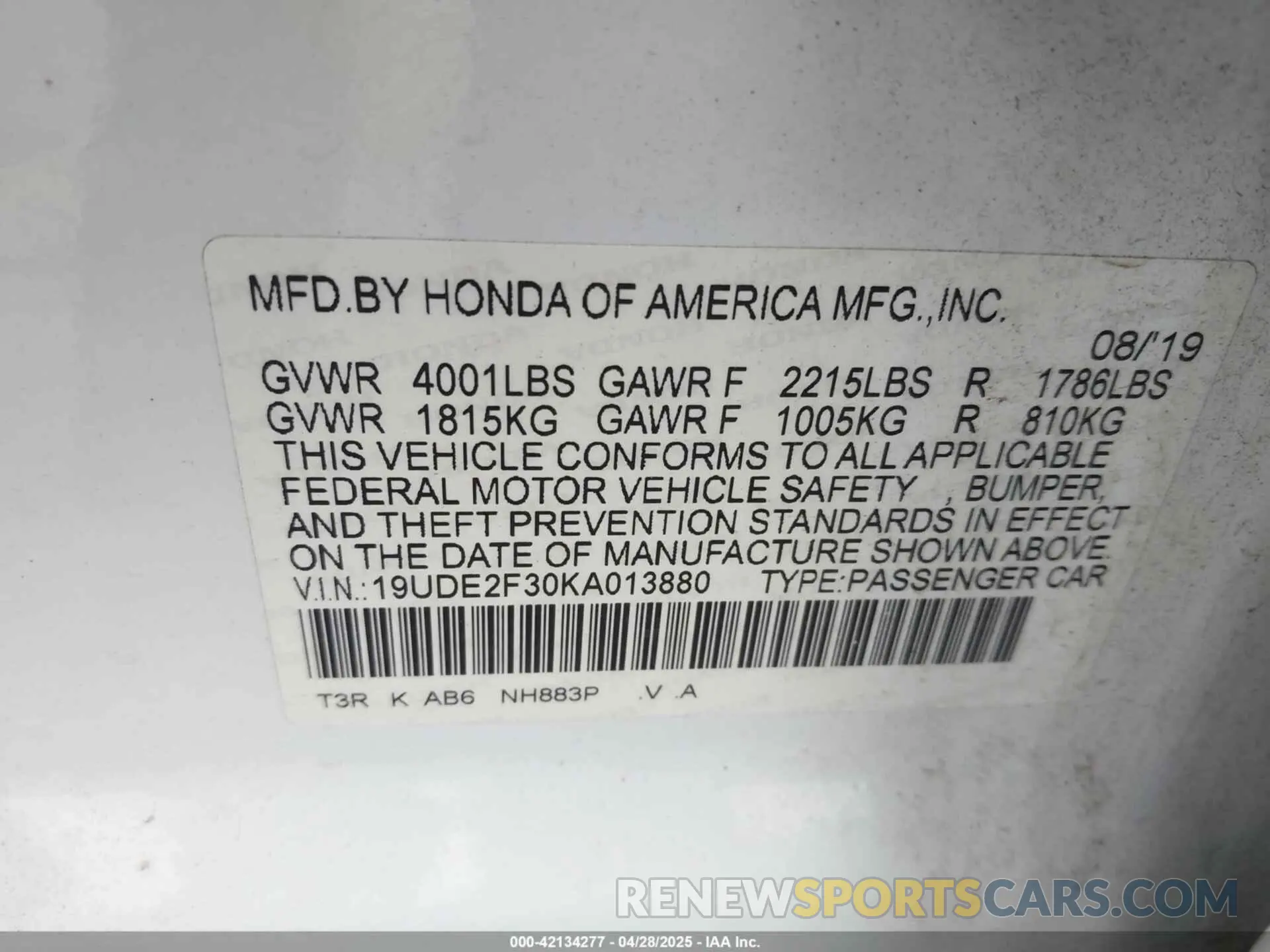 9 fotografías del automóvil dañado 19UDE2F30KA013880 ACURA ILX 2019