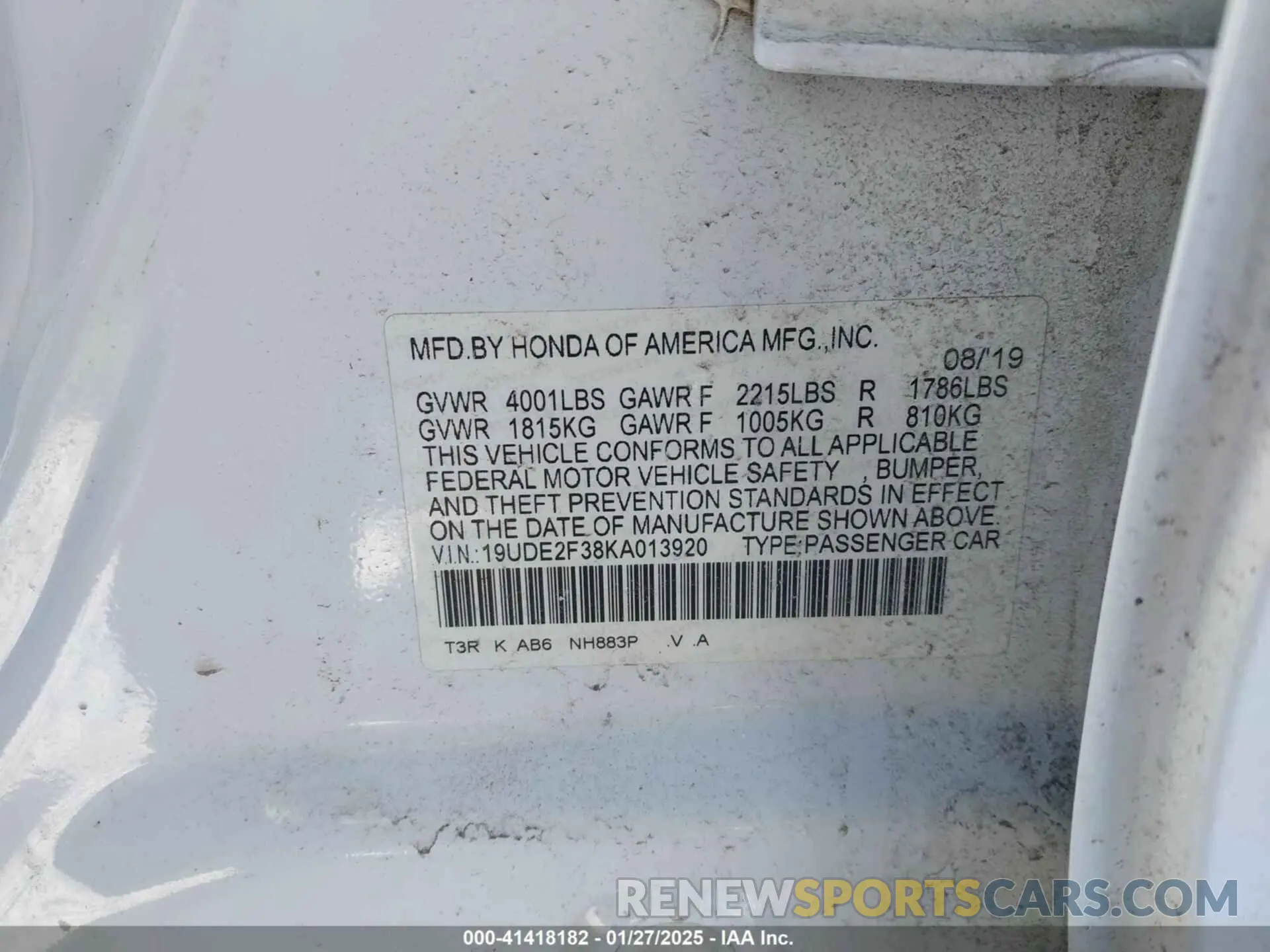 9 fotografías del automóvil dañado 19UDE2F38KA013920 ACURA ILX 2019