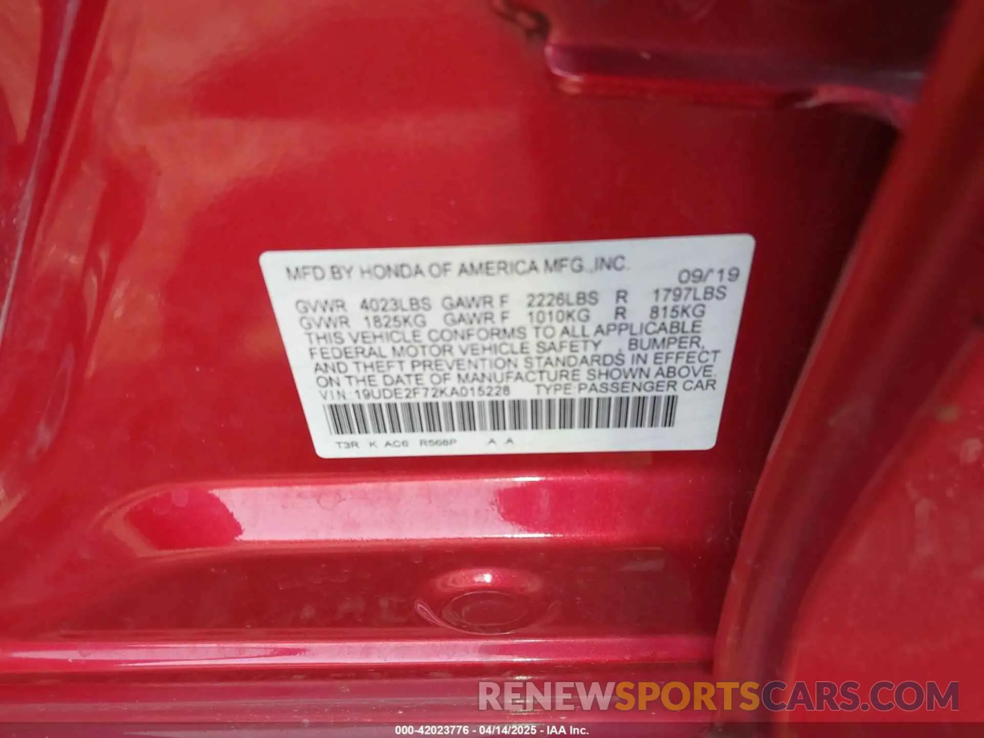 9 fotografías del automóvil dañado 19UDE2F72KA015228 ACURA ILX 2019