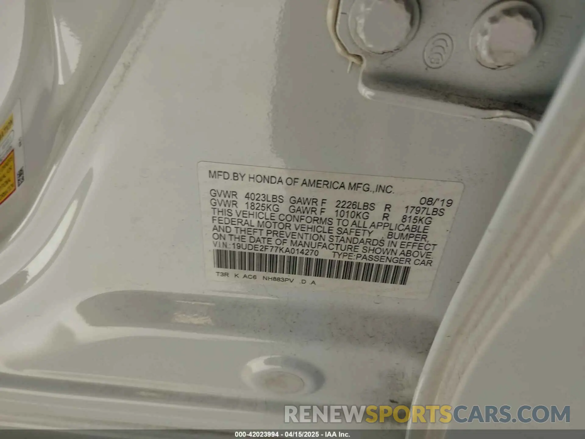 9 fotografías del automóvil dañado 19UDE2F77KA014270 ACURA ILX 2019
