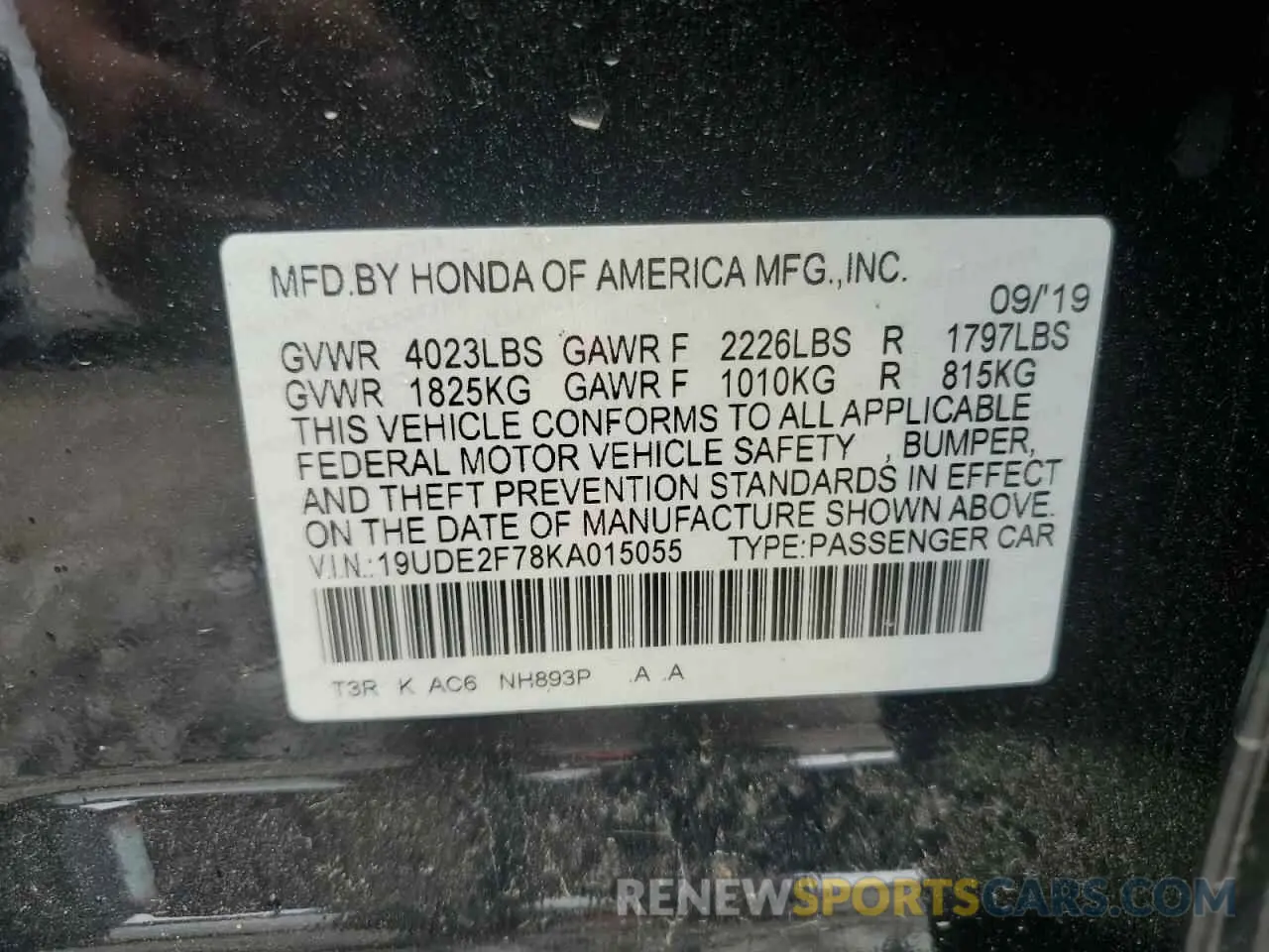 12 fotografías del automóvil dañado 19UDE2F78KA015055 ACURA ILX 2019