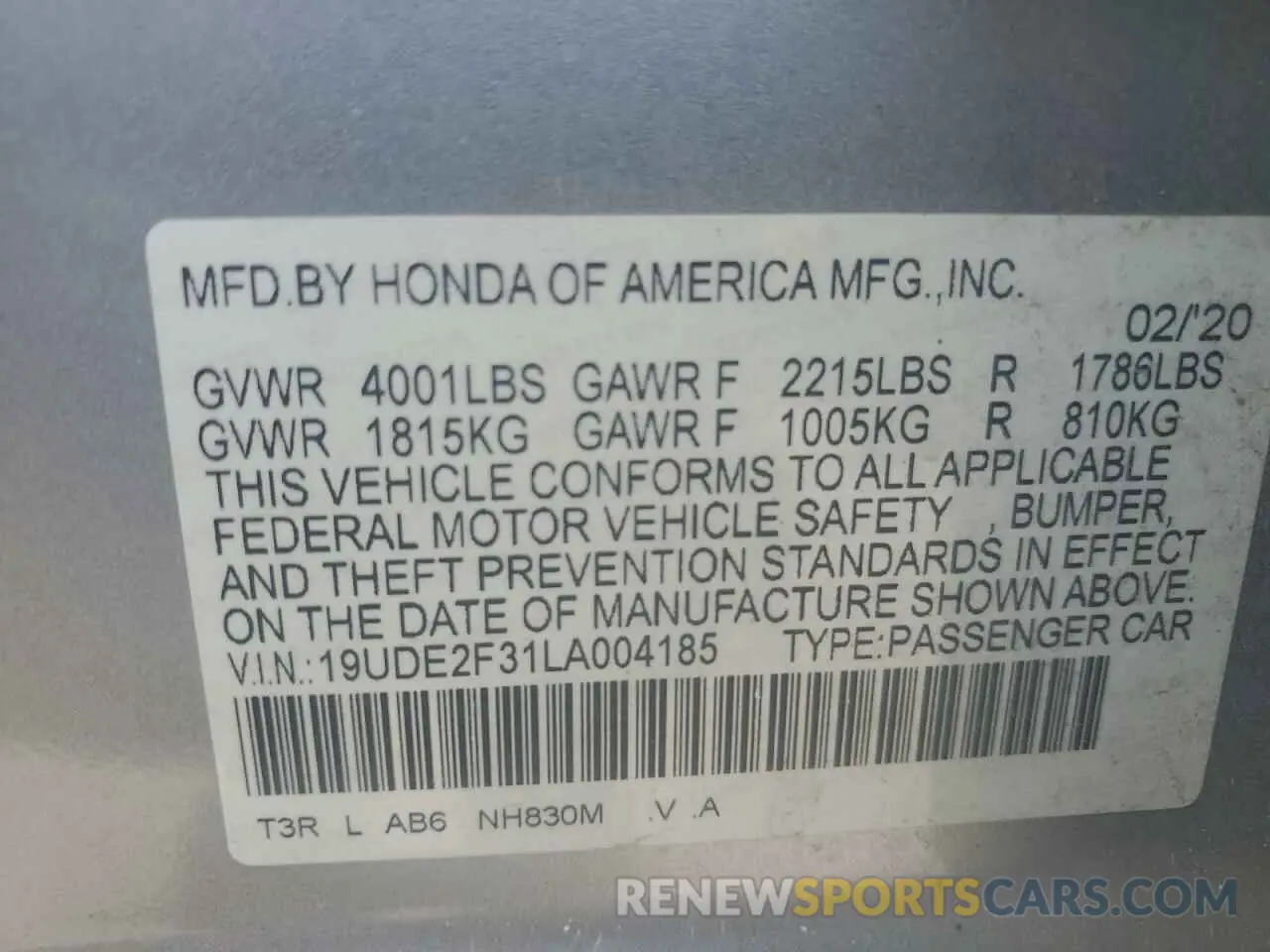 12 fotografías del automóvil dañado 19UDE2F31LA004185 ACURA ILX 2020