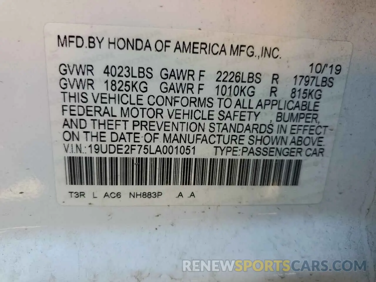12 fotografías del automóvil dañado 19UDE2F75LA001051 ACURA ILX 2020