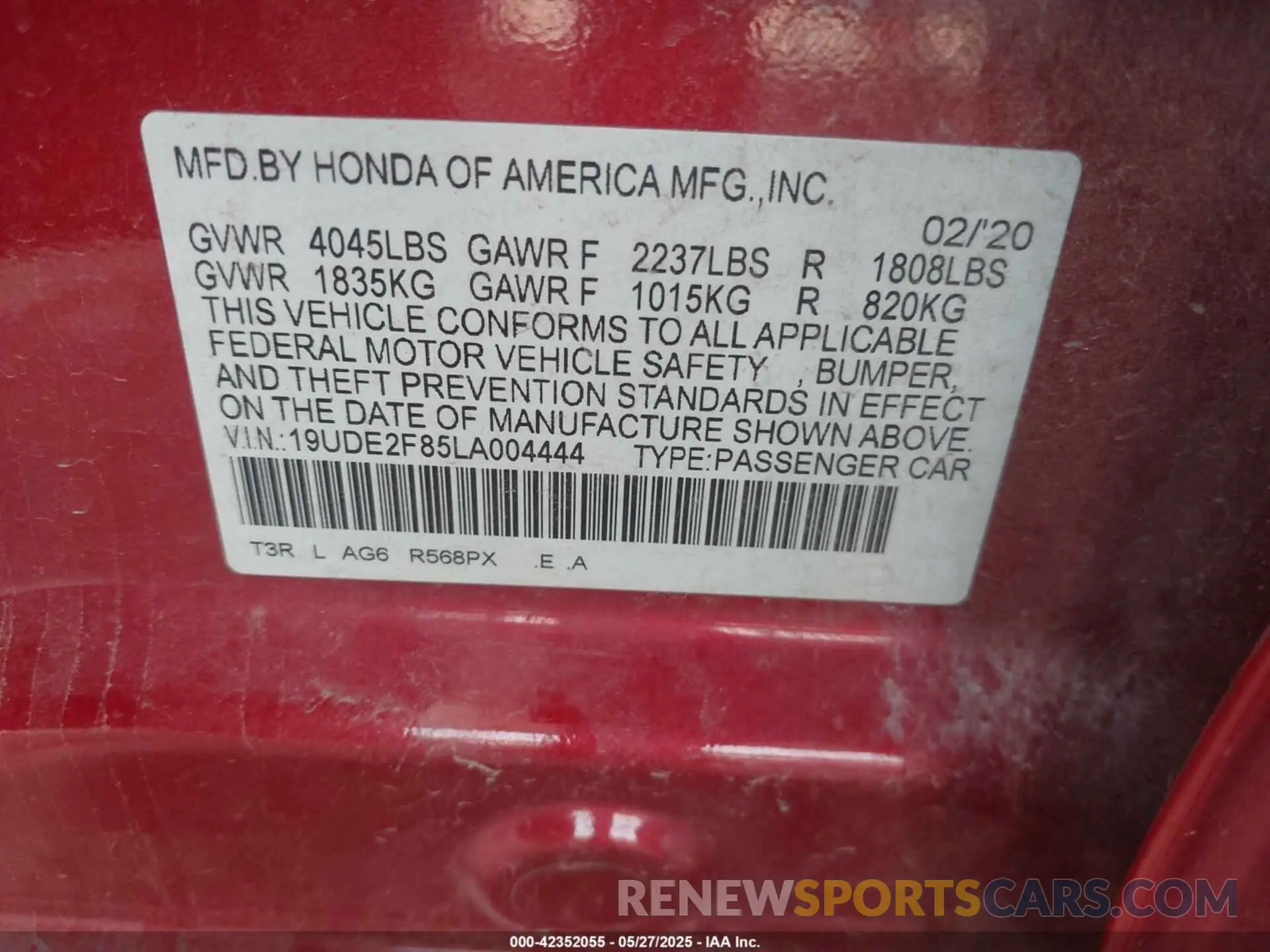 9 fotografías del automóvil dañado 19UDE2F85LA004444 ACURA ILX 2020