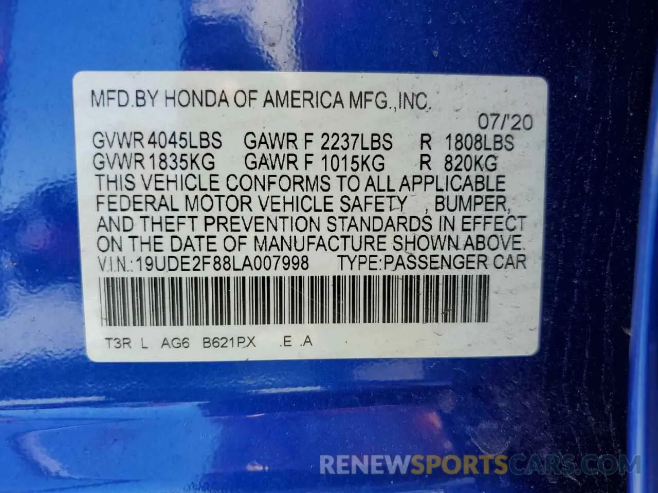 13 fotografías del automóvil dañado 19UDE2F88LA007998 ACURA ILX 2020