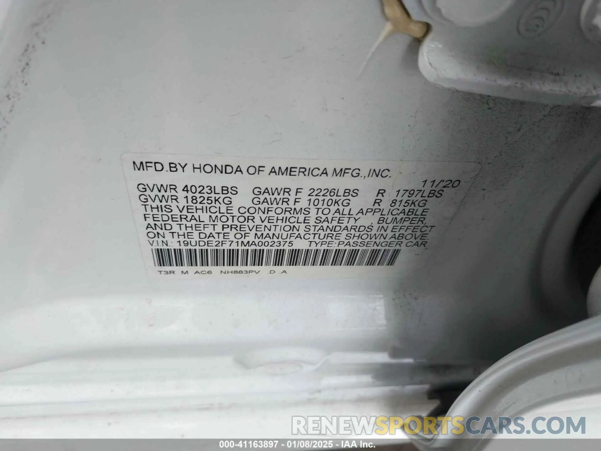 9 fotografías del automóvil dañado 19UDE2F71MA002375 ACURA ILX 2021