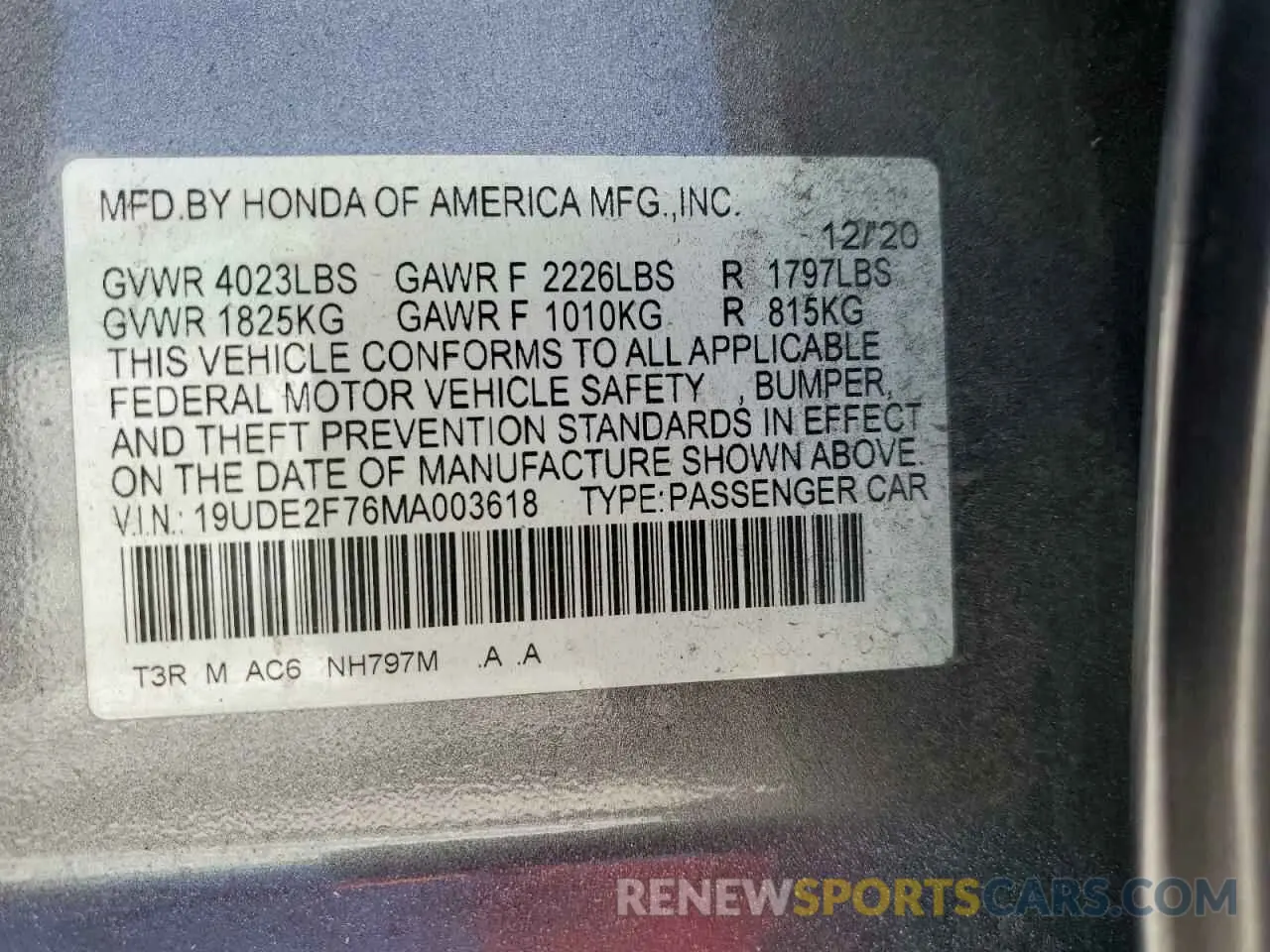 12 fotografías del automóvil dañado 19UDE2F76MA003618 ACURA ILX 2021