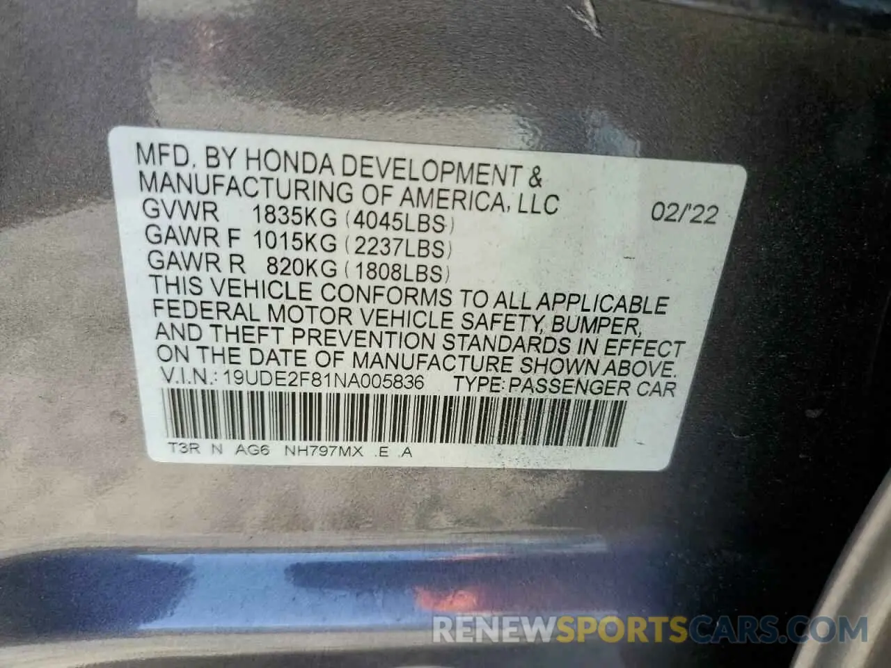 13 fotografías del automóvil dañado 19UDE2F81NA005836 ACURA ILX 2022