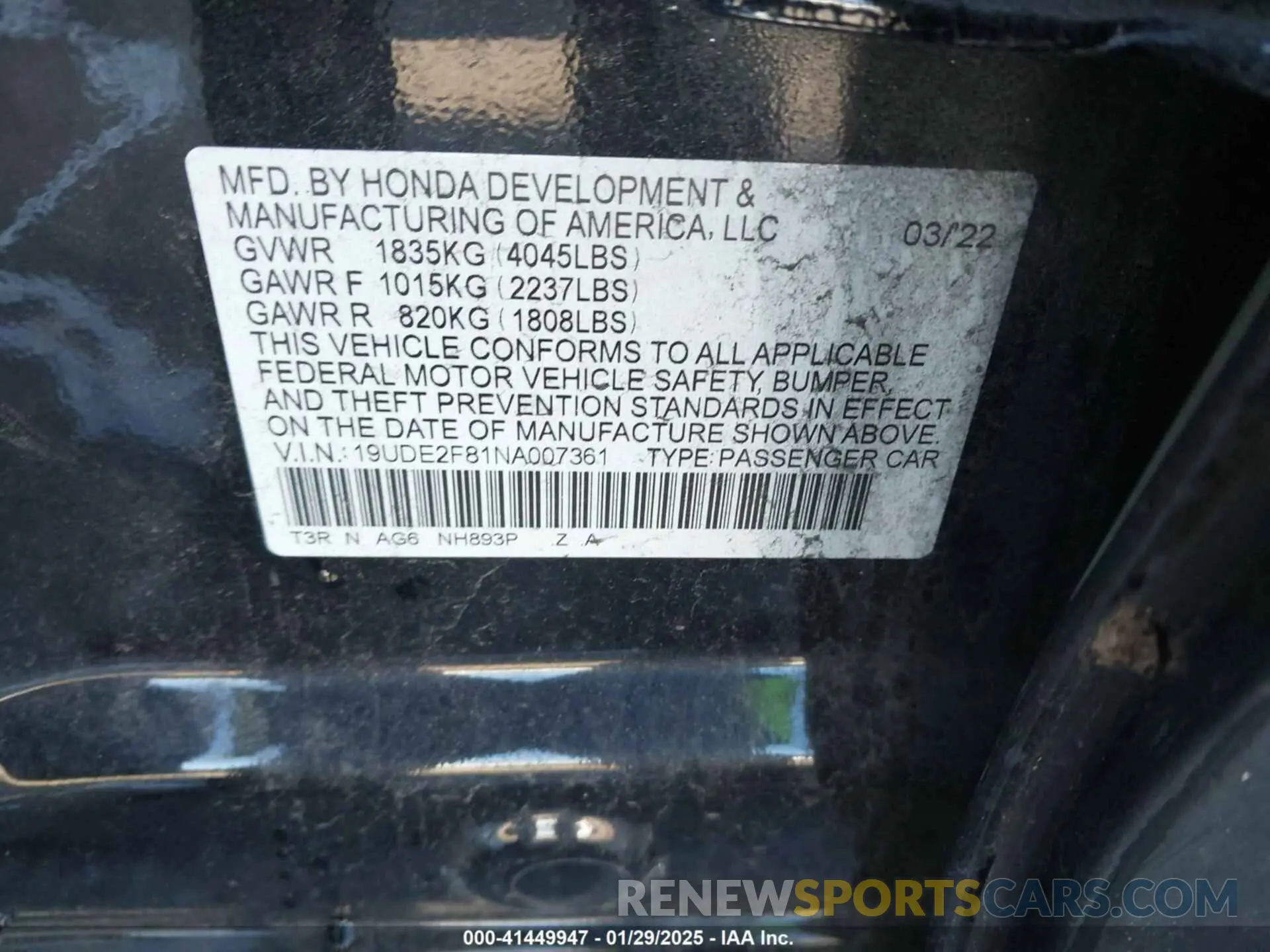 9 fotografías del automóvil dañado 19UDE2F81NA007361 ACURA ILX 2022