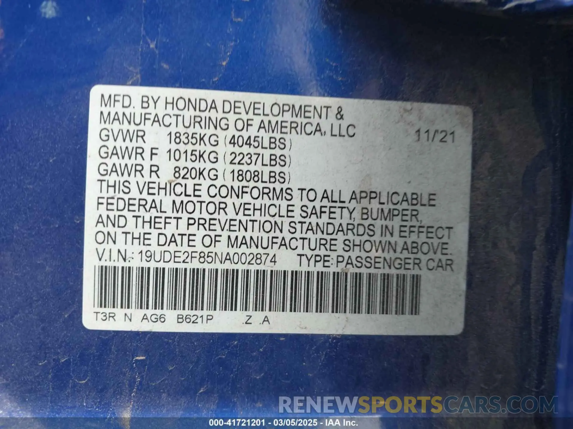 9 fotografías del automóvil dañado 19UDE2F85NA002874 ACURA ILX 2022