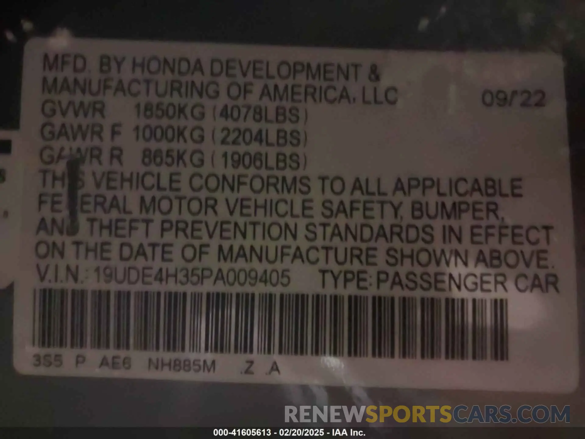 9 fotografías del automóvil dañado 19UDE4H35PA009405 ACURA INTEGRA 2023