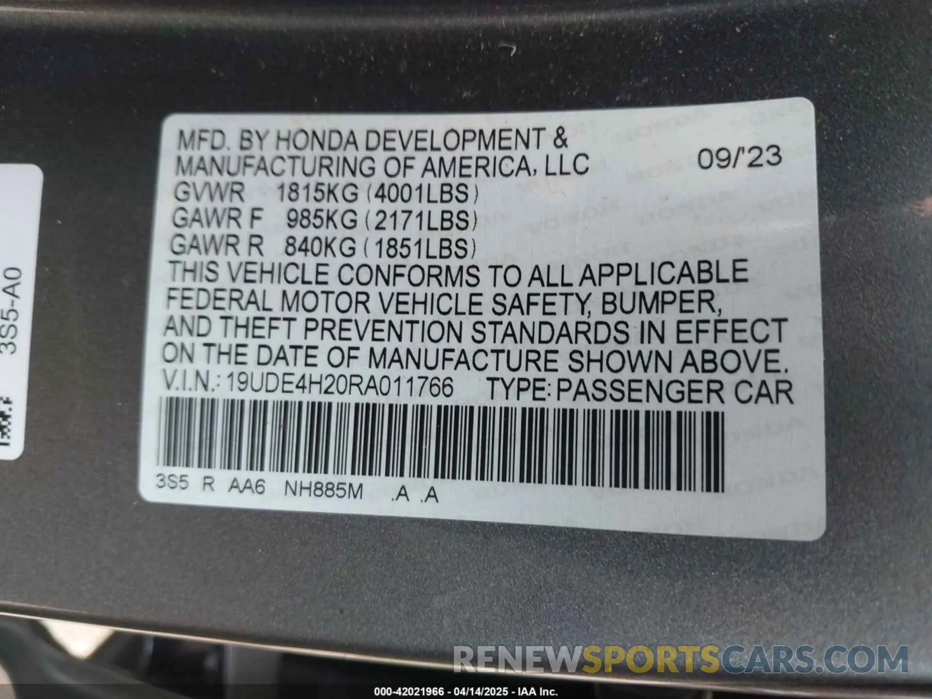 9 fotografías del automóvil dañado 19UDE4H20RA011766 ACURA INTEGRA 2024