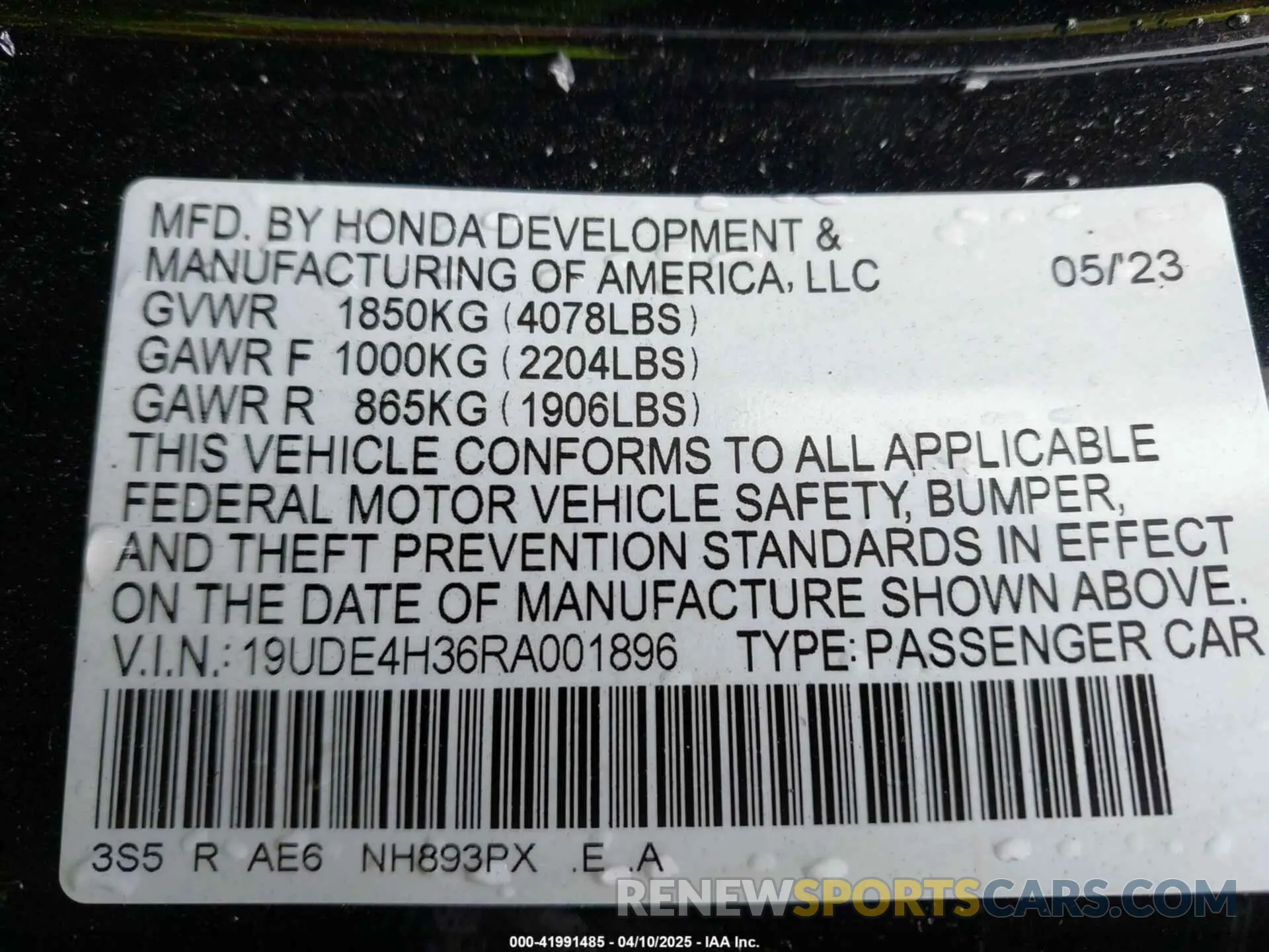 9 fotografías del automóvil dañado 19UDE4H36RA001896 ACURA INTEGRA 2024