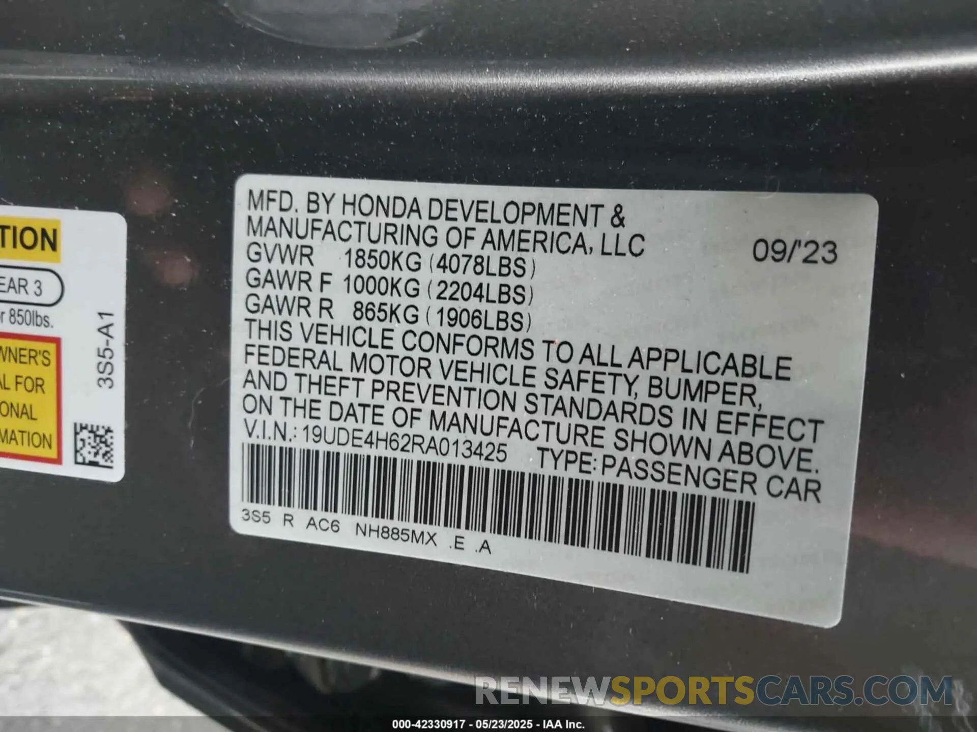 9 fotografías del automóvil dañado 19UDE4H62RA013425 ACURA INTEGRA 2024
