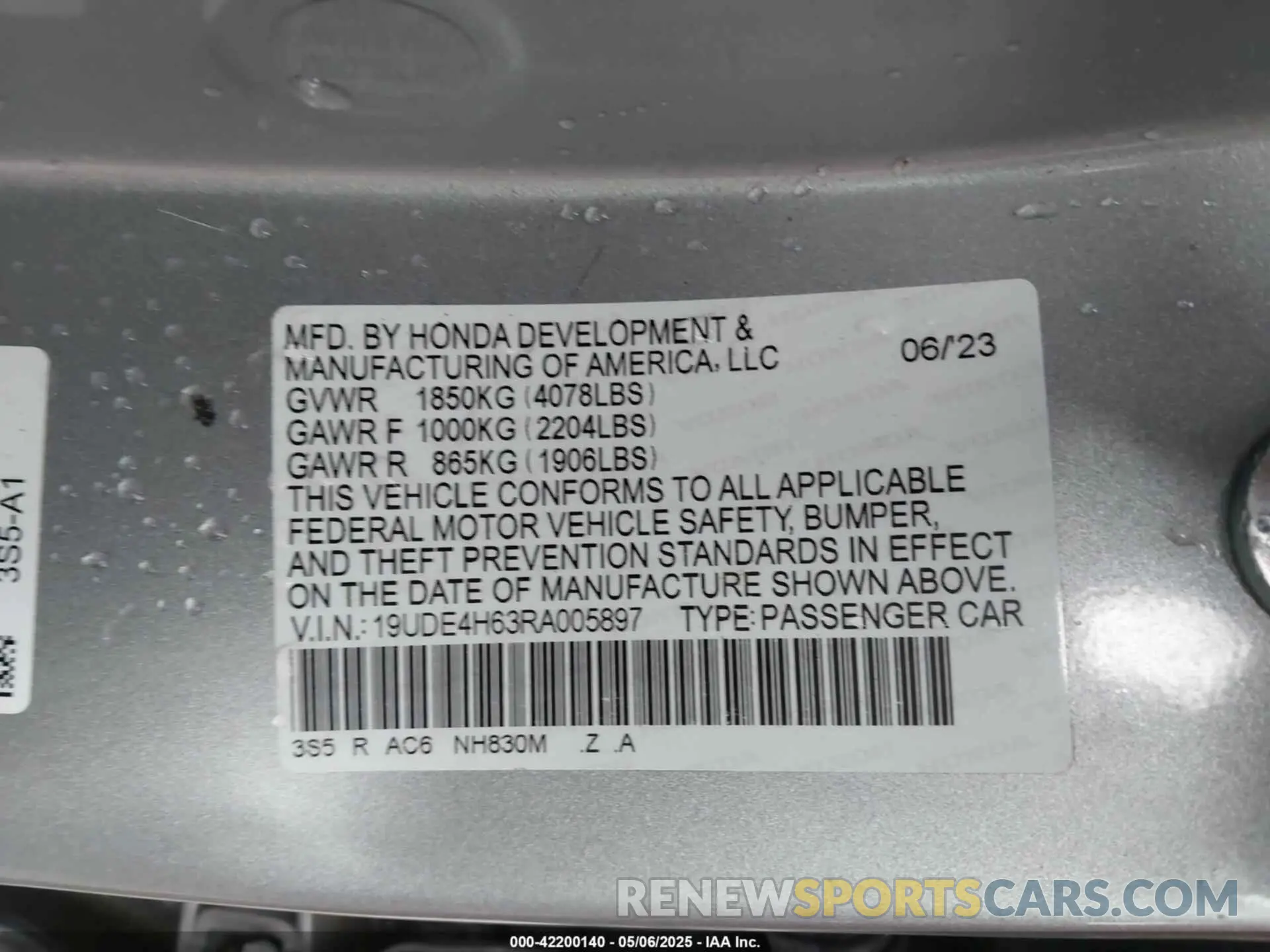 9 fotografías del automóvil dañado 19UDE4H63RA005897 ACURA INTEGRA 2024