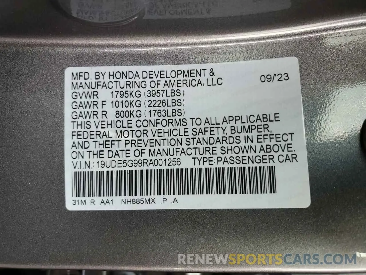 12 fotografías del automóvil dañado 19UDE5G99RA001256 ACURA INTEGRA 2024