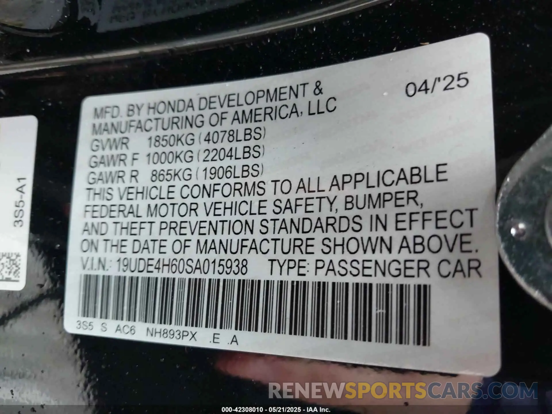 9 fotografías del automóvil dañado 19UDE4H60SA015938 ACURA INTEGRA 2025