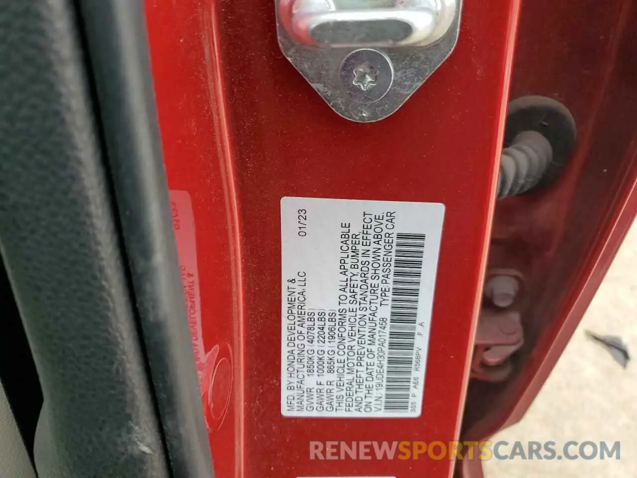 13 fotografías del automóvil dañado 19UDE4H30PA017458 ACURA INTEGRA A- 2023