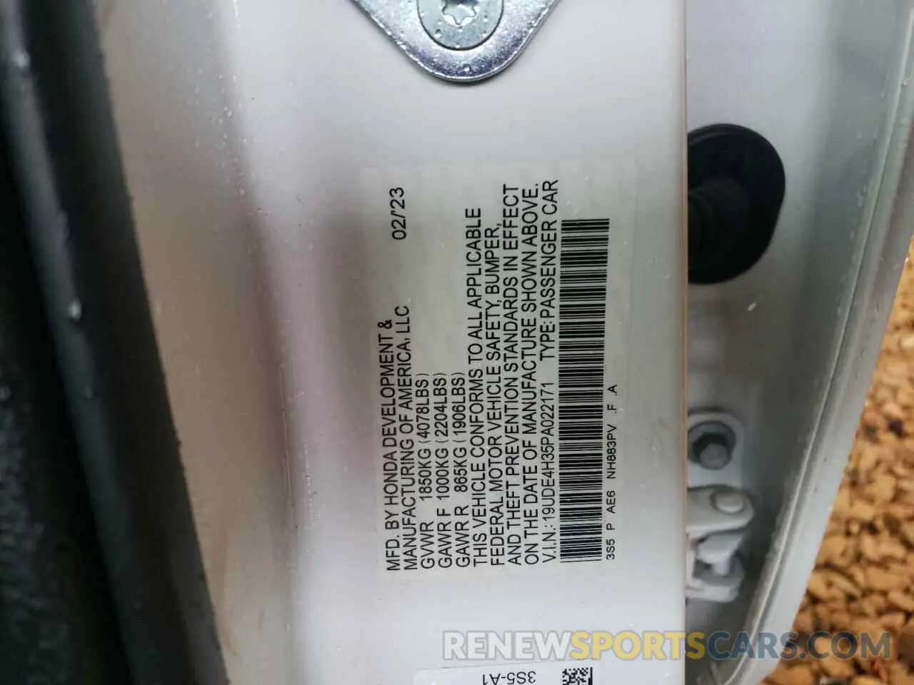 12 fotografías del automóvil dañado 19UDE4H35PA022171 ACURA INTEGRA A- 2023