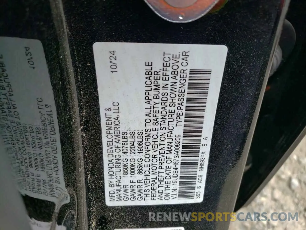 13 fotografías del automóvil dañado 19UDE4H67SA008209 ACURA INTEGRA A- 2025