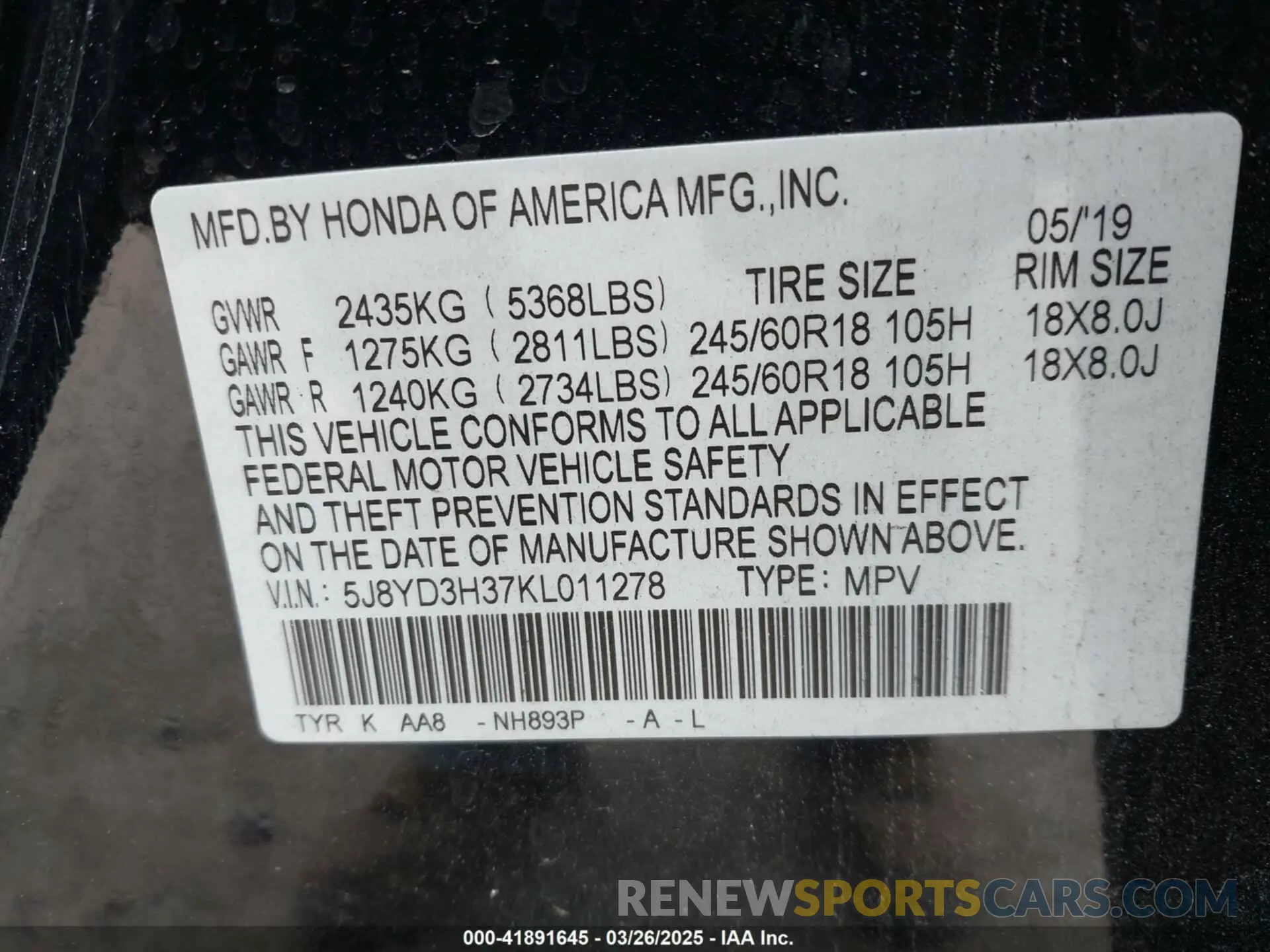 9 fotografías del automóvil dañado 5J8YD3H37KL011278 ACURA MDX 2019