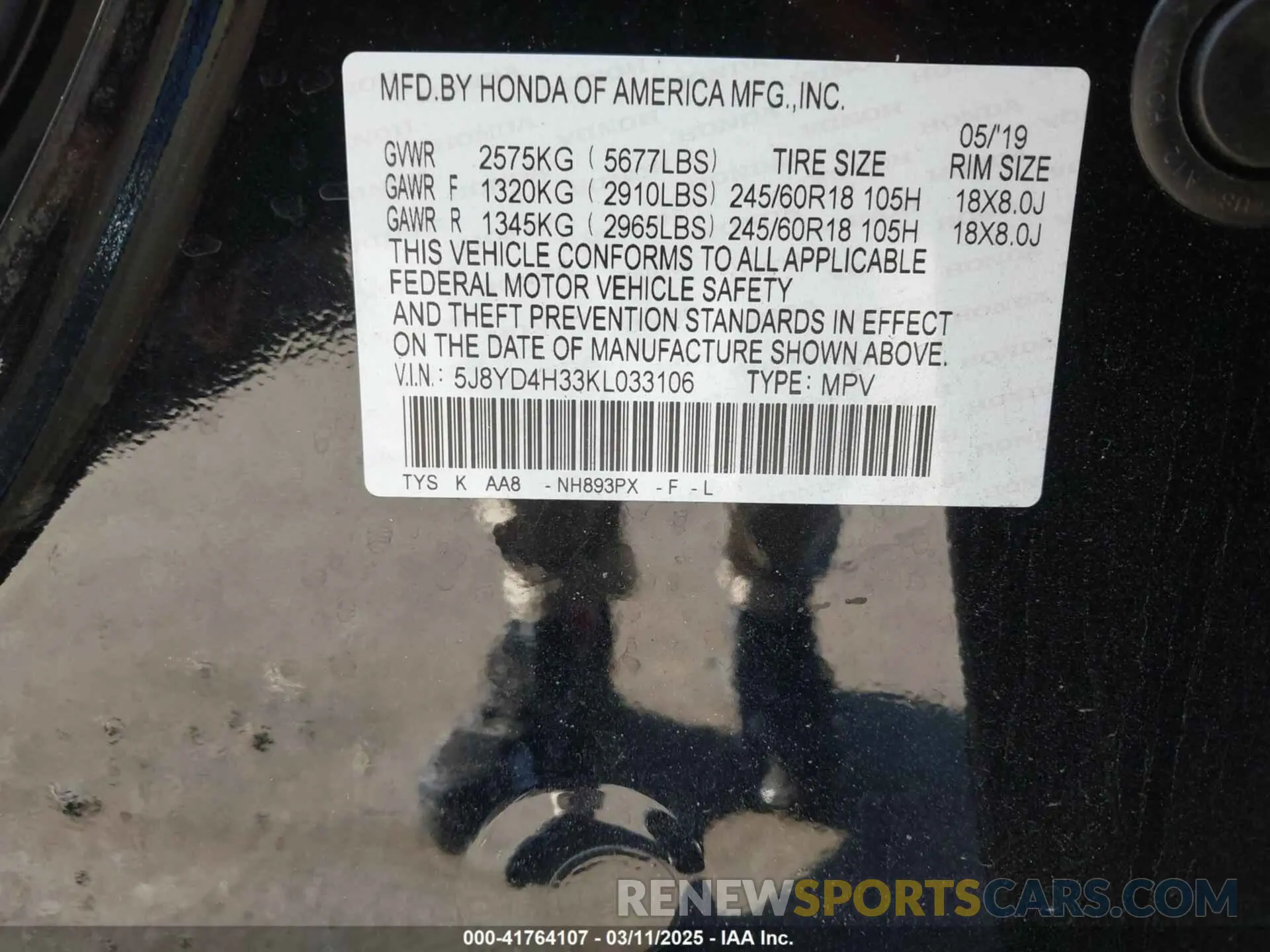9 fotografías del automóvil dañado 5J8YD4H33KL033106 ACURA MDX 2019