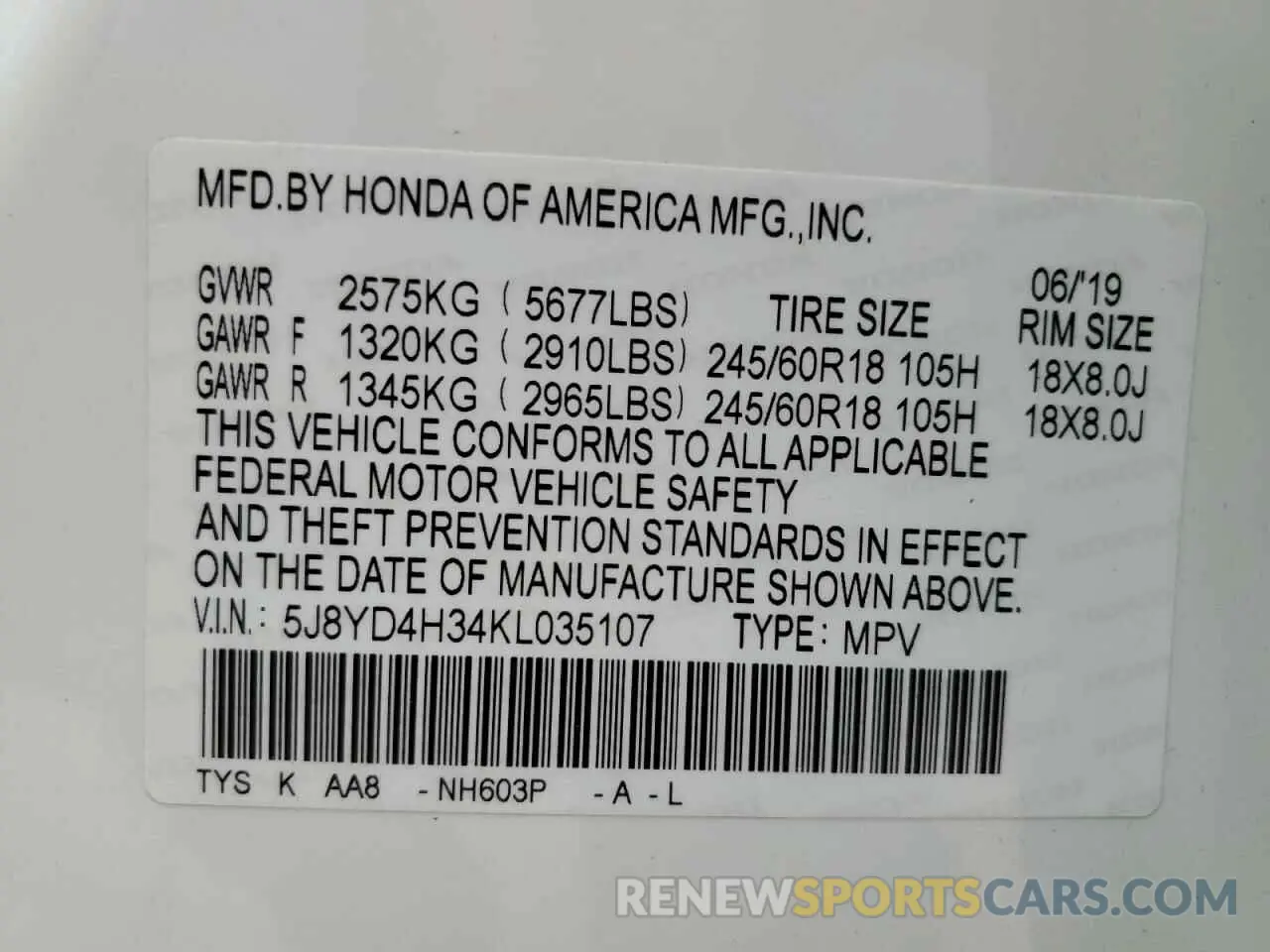 14 fotografías del automóvil dañado 5J8YD4H34KL035107 ACURA MDX 2019