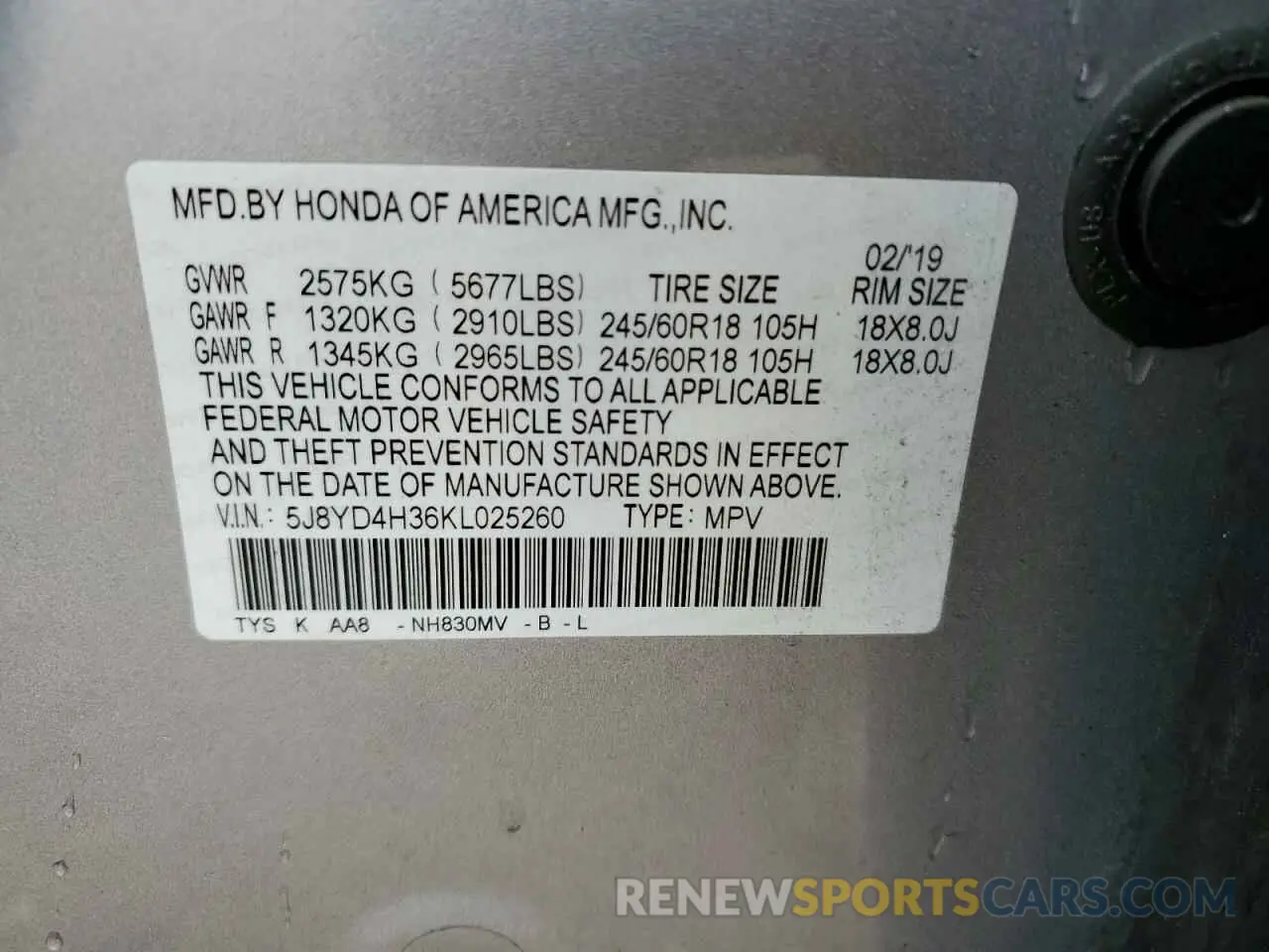 13 fotografías del automóvil dañado 5J8YD4H36KL025260 ACURA MDX 2019
