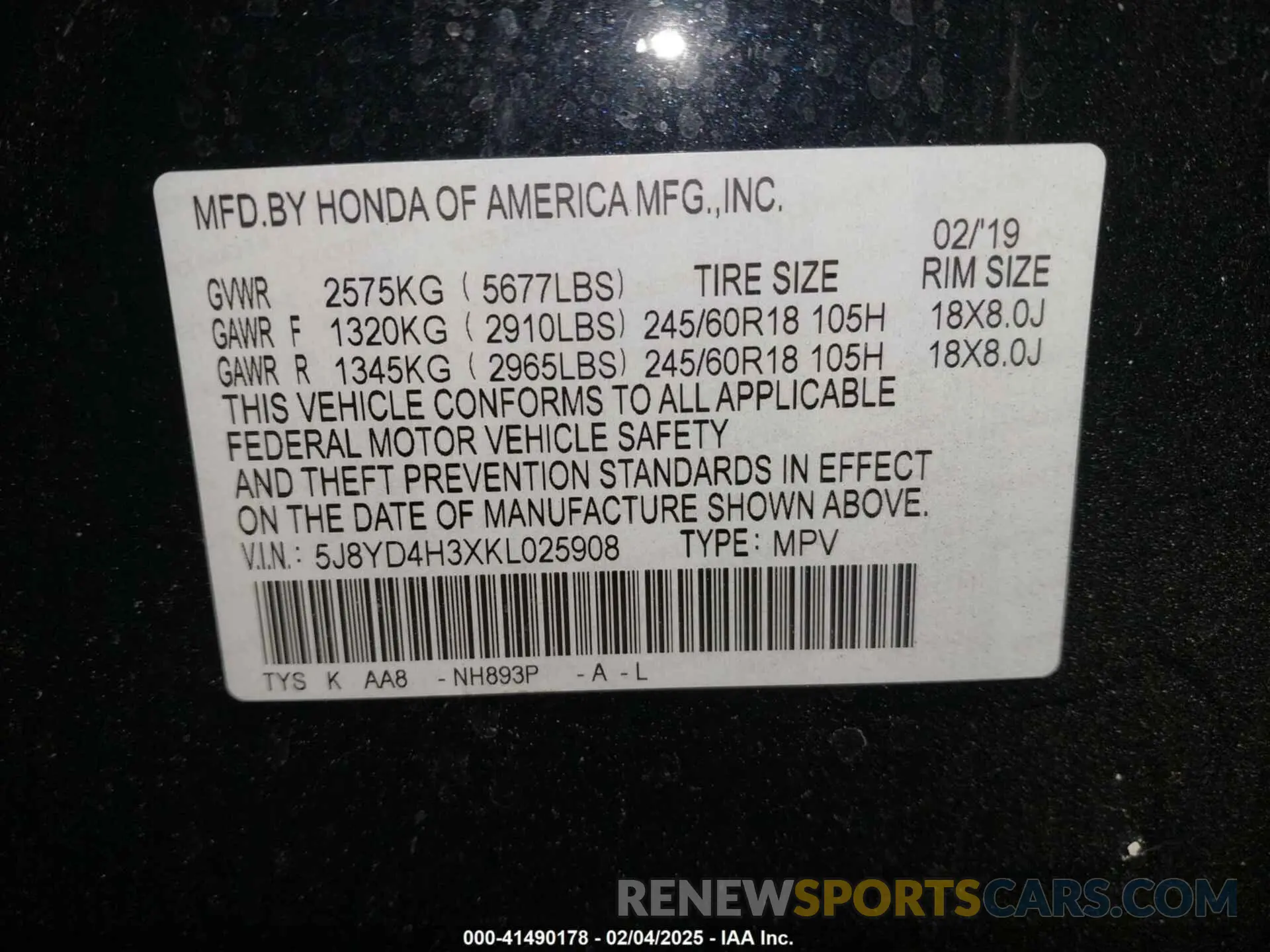 9 fotografías del automóvil dañado 5J8YD4H3XKL025908 ACURA MDX 2019