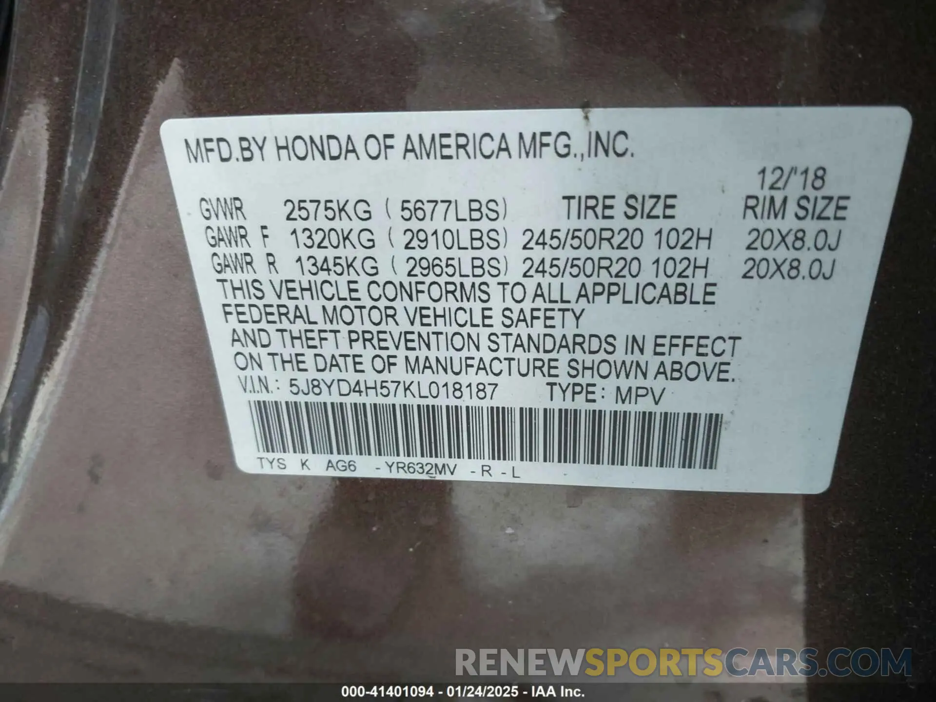 9 fotografías del automóvil dañado 5J8YD4H57KL018187 ACURA MDX 2019