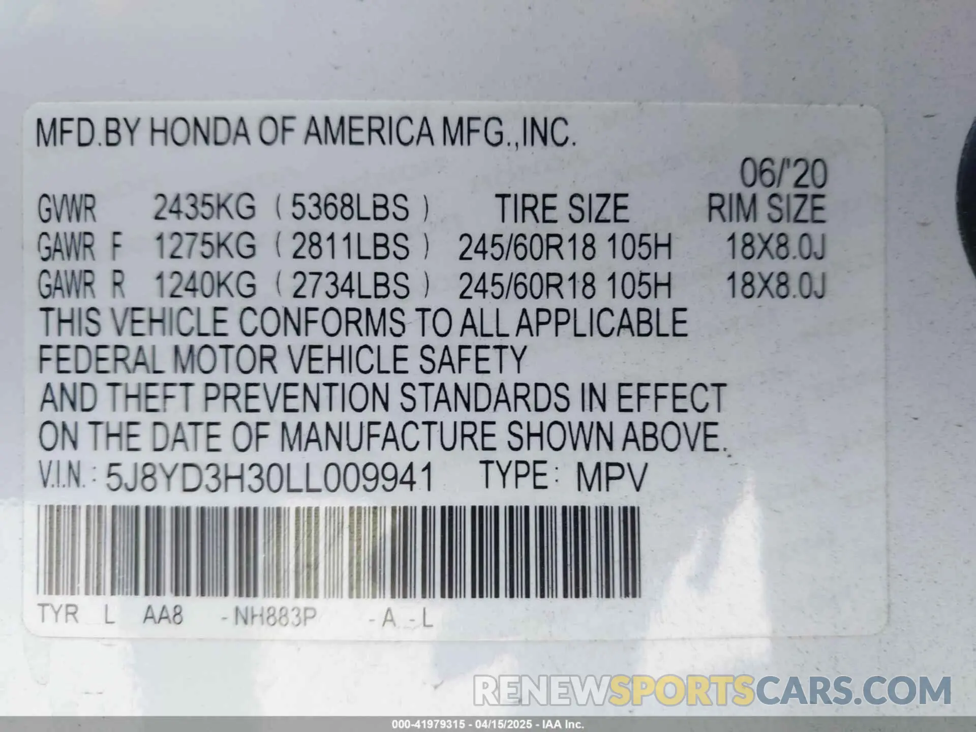9 fotografías del automóvil dañado 5J8YD3H30LL009941 ACURA MDX 2020