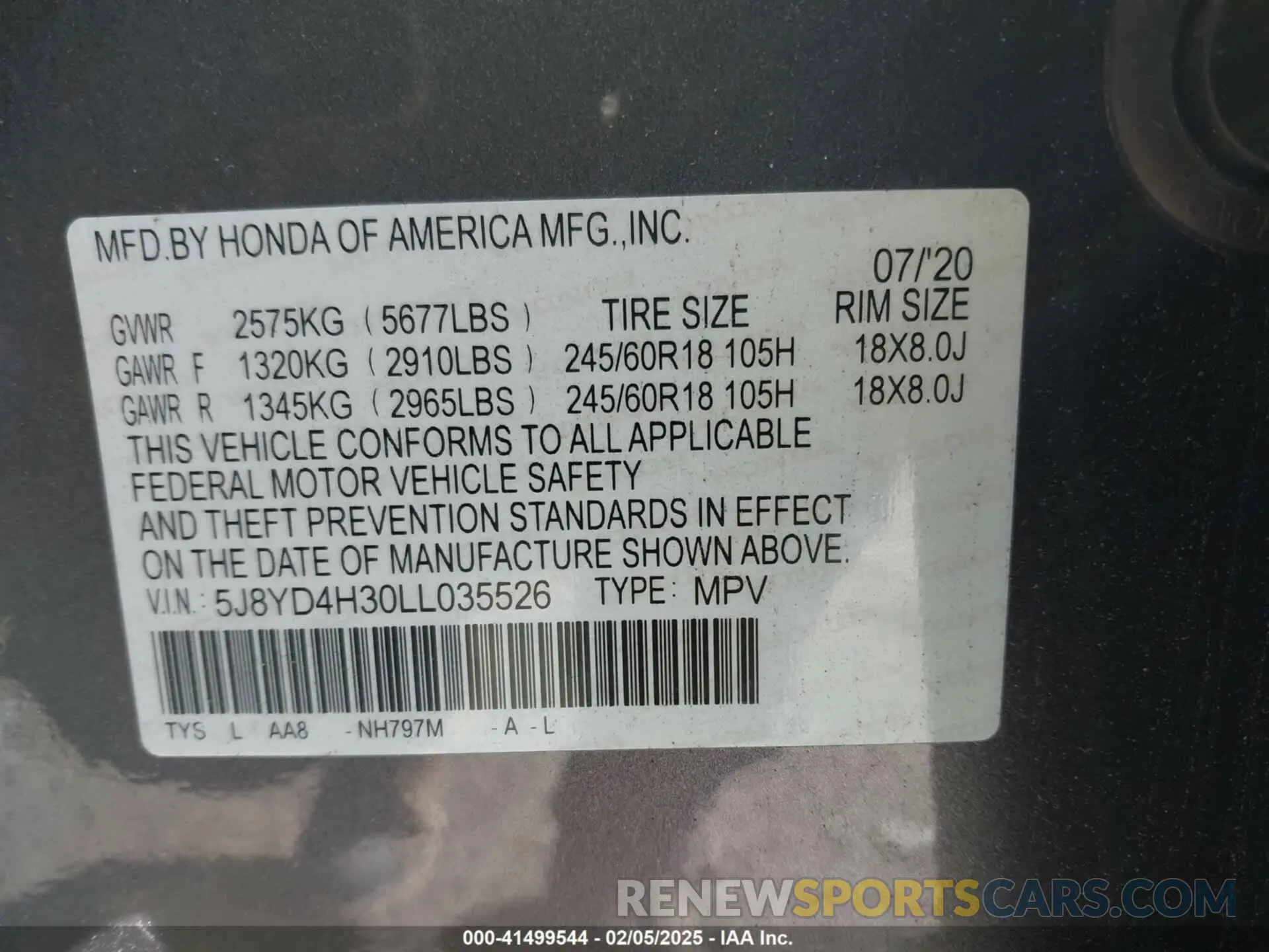 9 fotografías del automóvil dañado 5J8YD4H30LL035526 ACURA MDX 2020