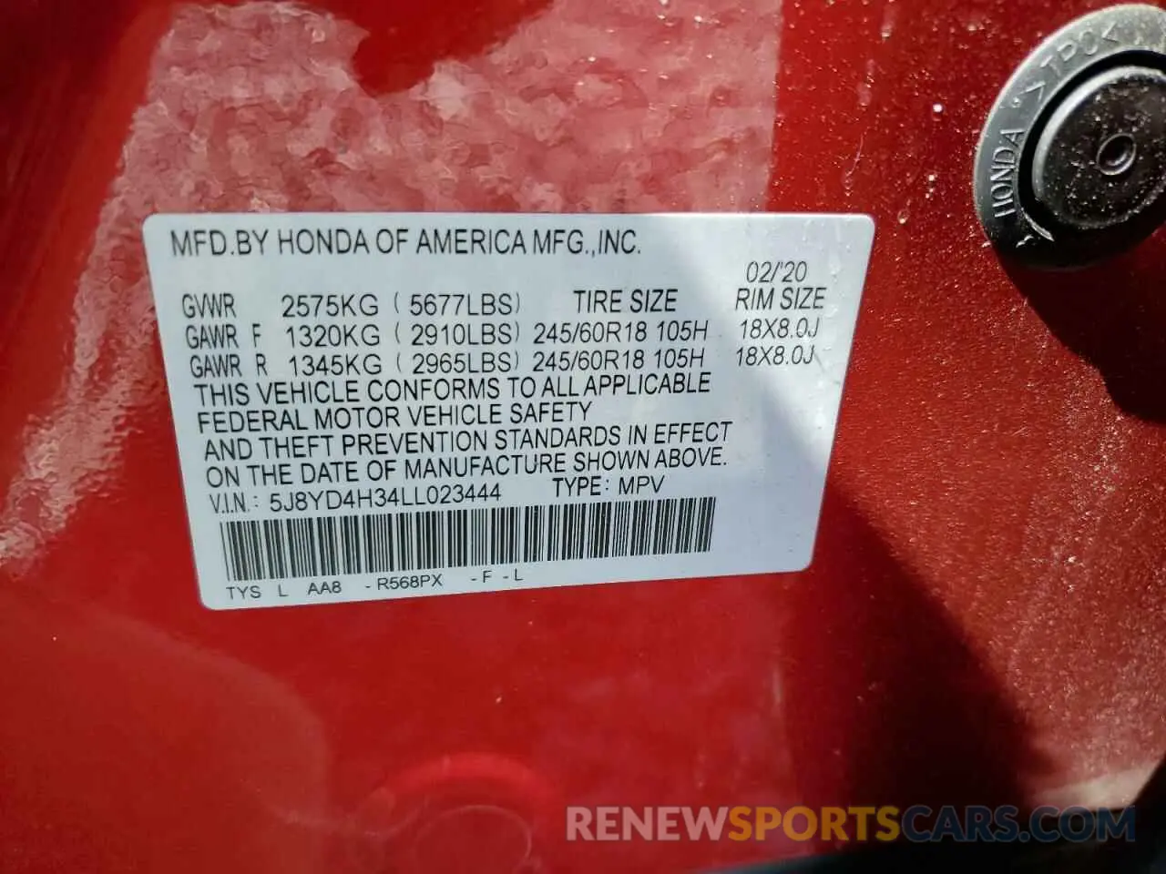 13 fotografías del automóvil dañado 5J8YD4H34LL023444 ACURA MDX 2020