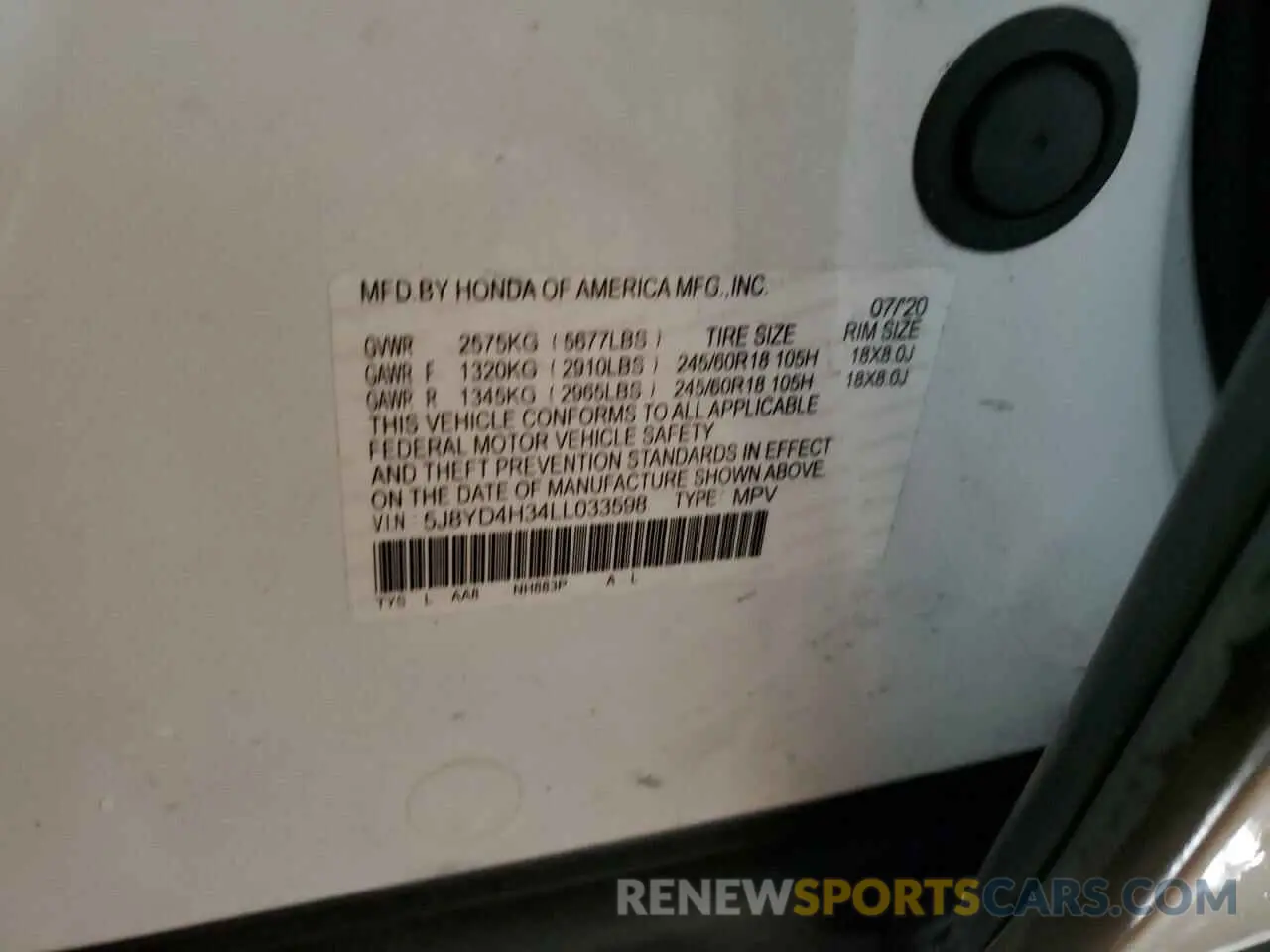 13 fotografías del automóvil dañado 5J8YD4H34LL033598 ACURA MDX 2020