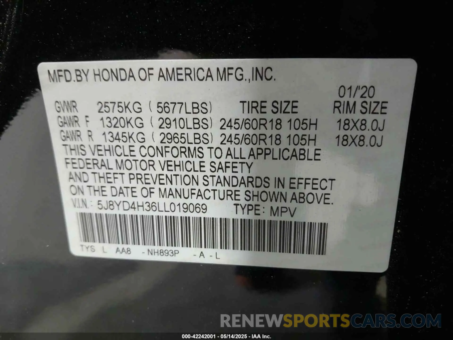 9 fotografías del automóvil dañado 5J8YD4H36LL019069 ACURA MDX 2020