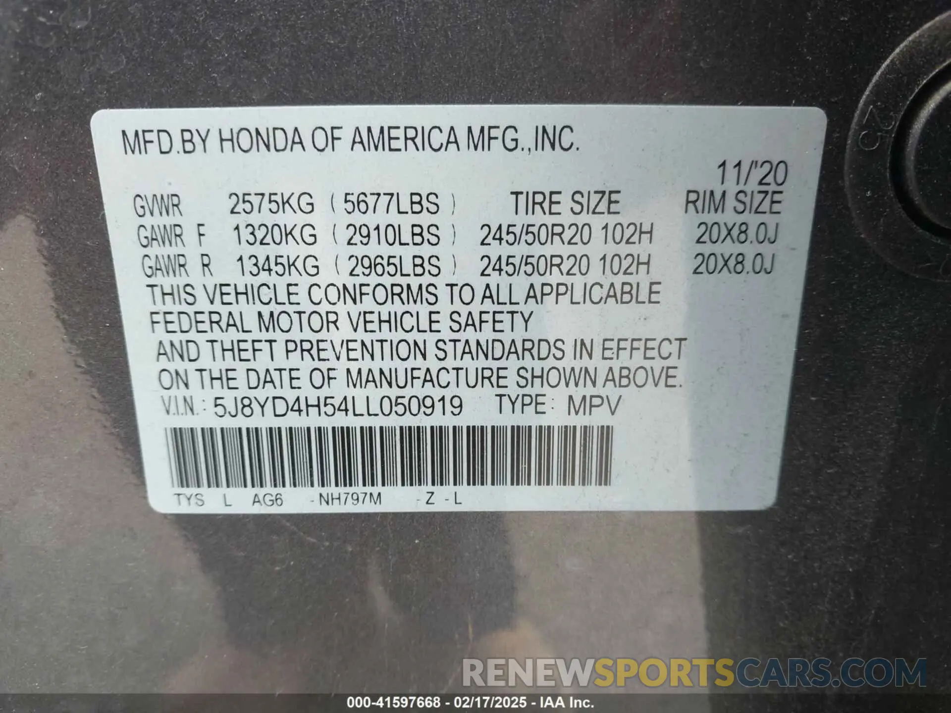 9 fotografías del automóvil dañado 5J8YD4H54LL050919 ACURA MDX 2020