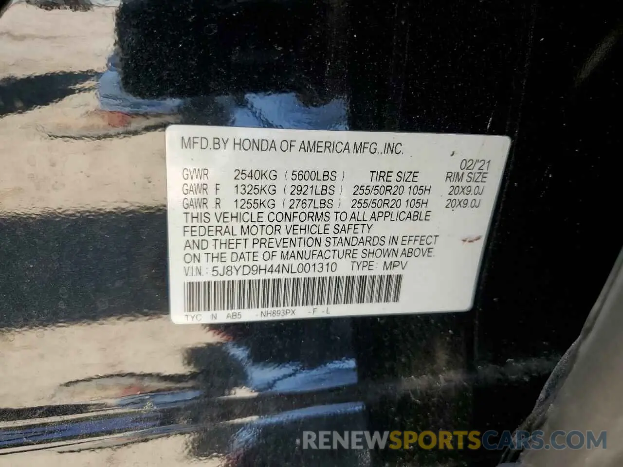 13 fotografías del automóvil dañado 5J8YD9H44NL001310 ACURA MDX 2022
