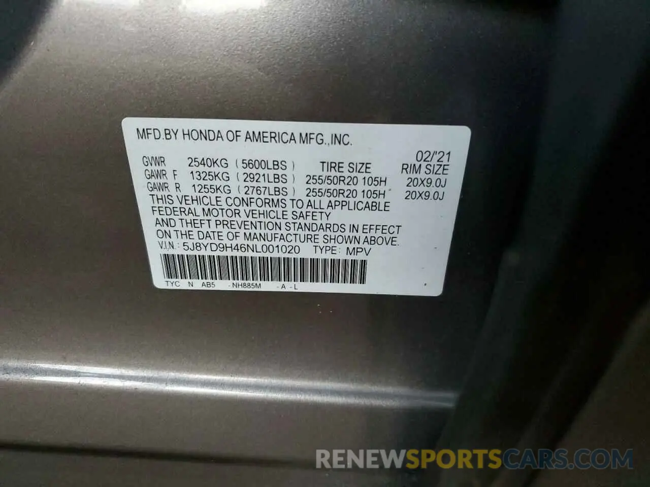 13 fotografías del automóvil dañado 5J8YD9H46NL001020 ACURA MDX 2022