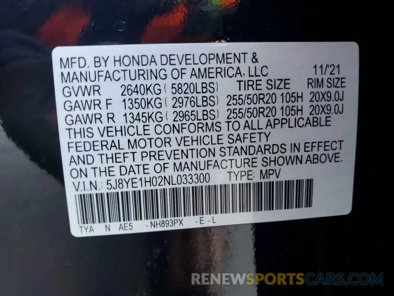 13 fotografías del automóvil dañado 5J8YE1H02NL033300 ACURA MDX 2022