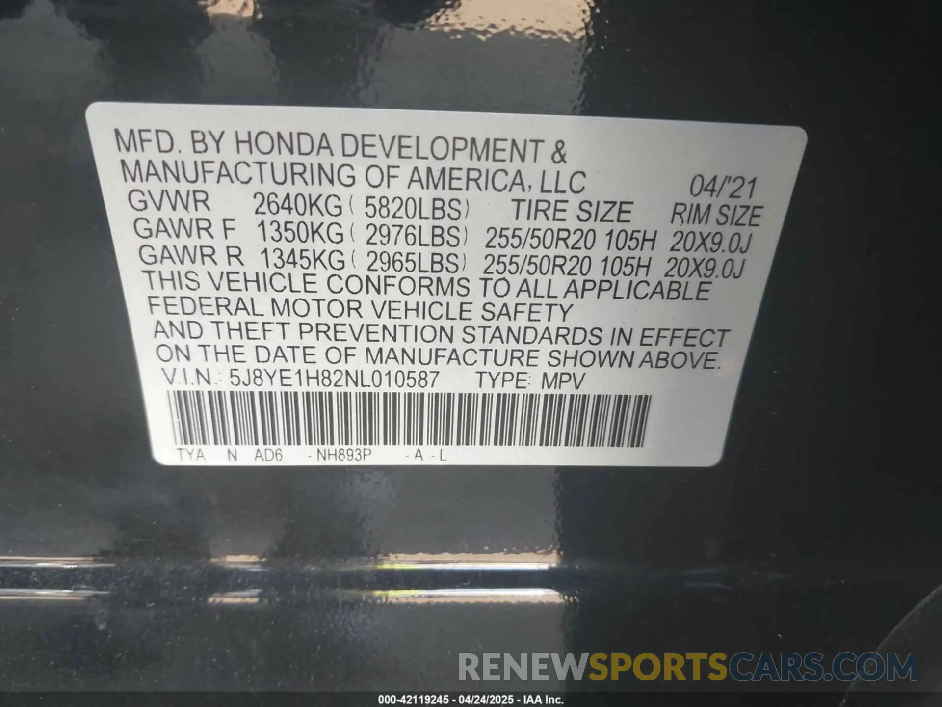 9 fotografías del automóvil dañado 5J8YE1H82NL010587 ACURA MDX 2022