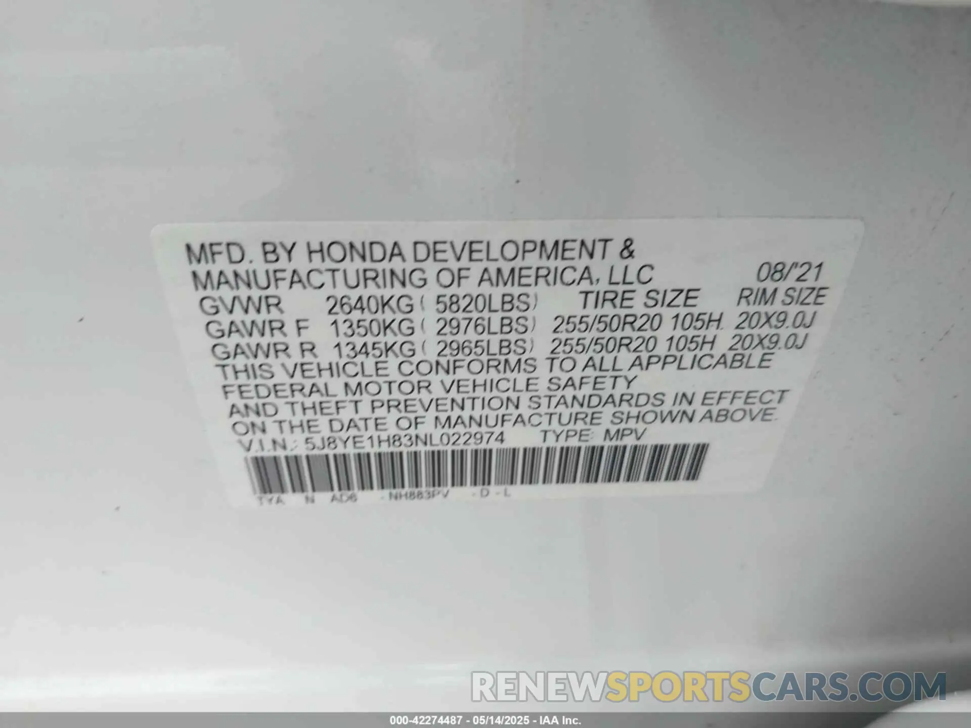 9 fotografías del automóvil dañado 5J8YE1H83NL022974 ACURA MDX 2022