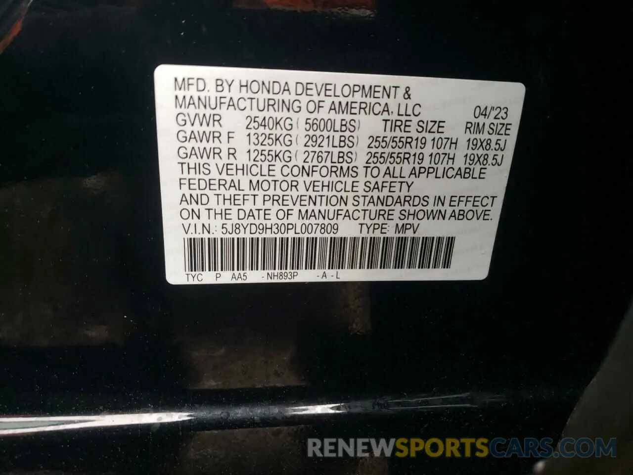 13 fotografías del automóvil dañado 5J8YD9H30PL007809 ACURA MDX 2023