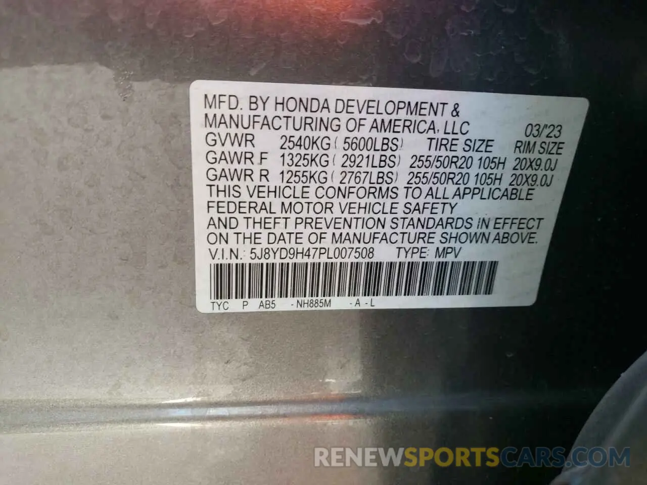 14 fotografías del automóvil dañado 5J8YD9H47PL007508 ACURA MDX 2023