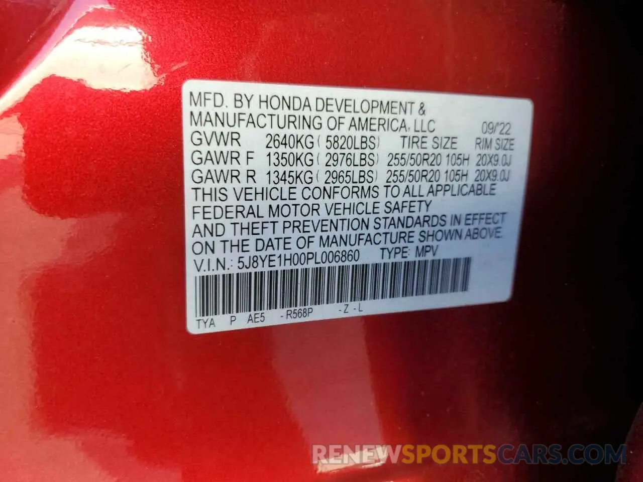 14 fotografías del automóvil dañado 5J8YE1H00PL006860 ACURA MDX 2023