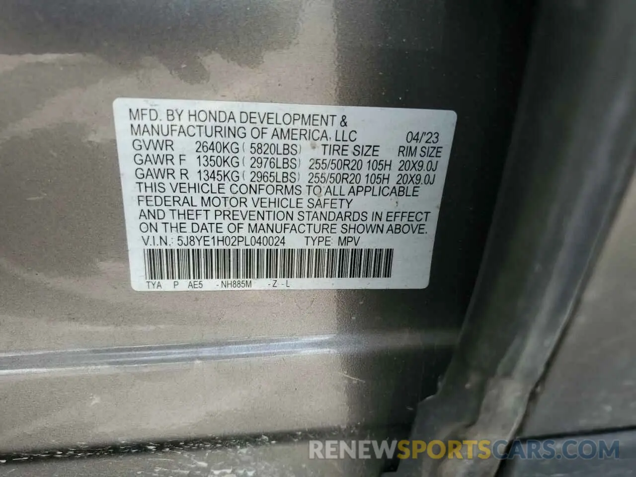 13 fotografías del automóvil dañado 5J8YE1H02PL040024 ACURA MDX 2023