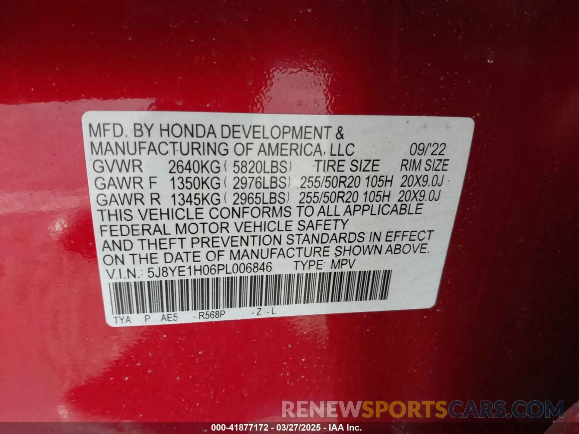 9 fotografías del automóvil dañado 5J8YE1H06PL006846 ACURA MDX 2023
