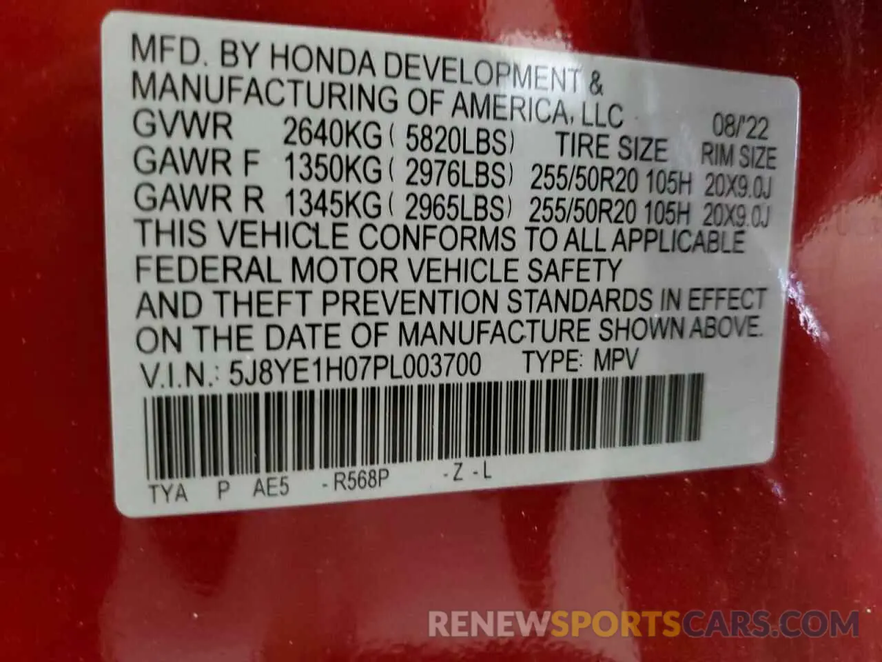 13 fotografías del automóvil dañado 5J8YE1H07PL003700 ACURA MDX 2023