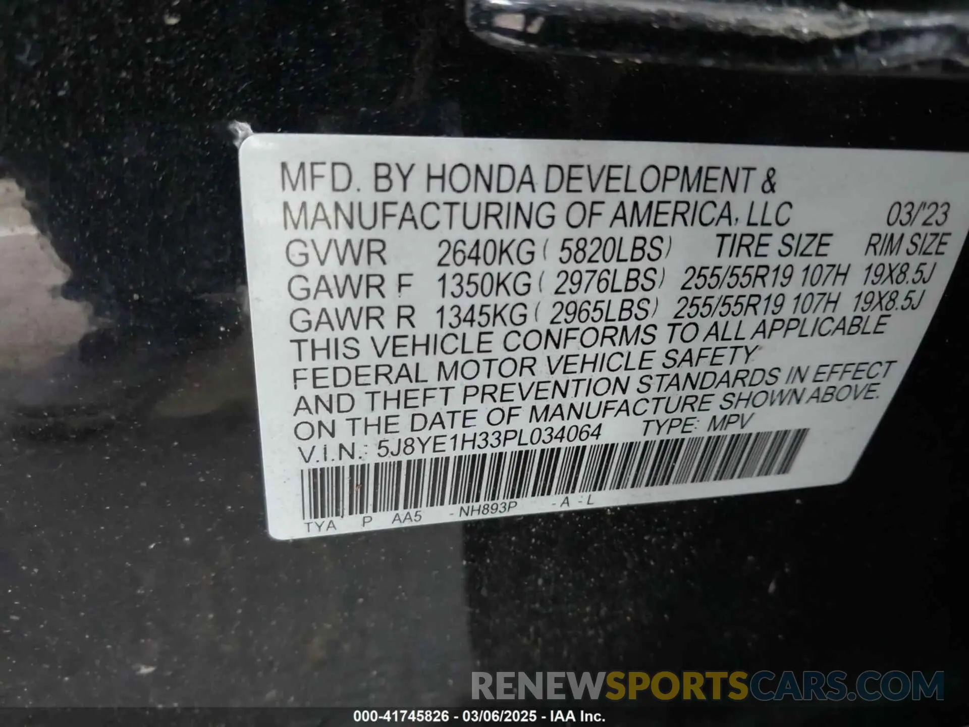 9 fotografías del automóvil dañado 5J8YE1H33PL034064 ACURA MDX 2023