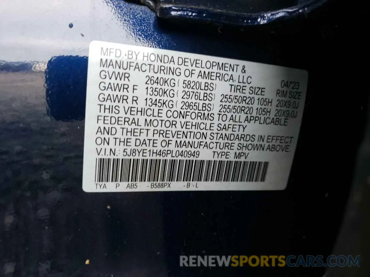 13 fotografías del automóvil dañado 5J8YE1H46PL040949 ACURA MDX 2023