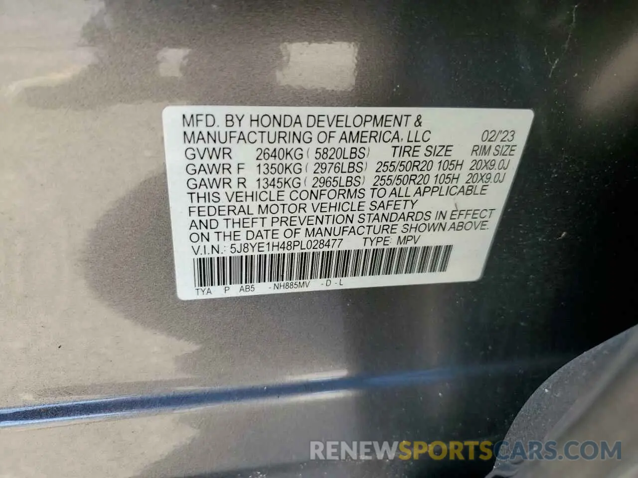 13 fotografías del automóvil dañado 5J8YE1H48PL028477 ACURA MDX 2023